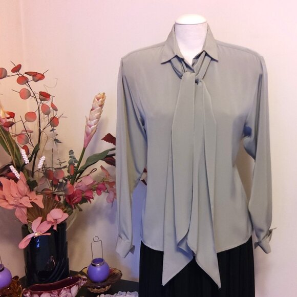 VTG Jaeger Bow Tie Neck Blouse Shirt Women’s Dressy Elegant Top XL 16 - Picture 7 of 11